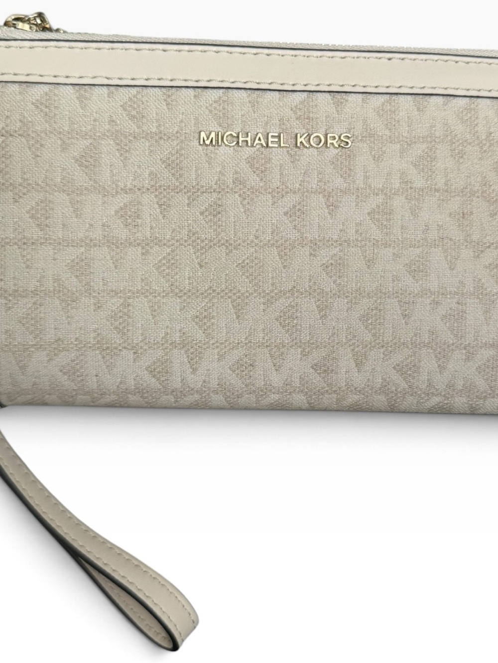 Michael Kors Cream-Beige Signature MK Wristlet